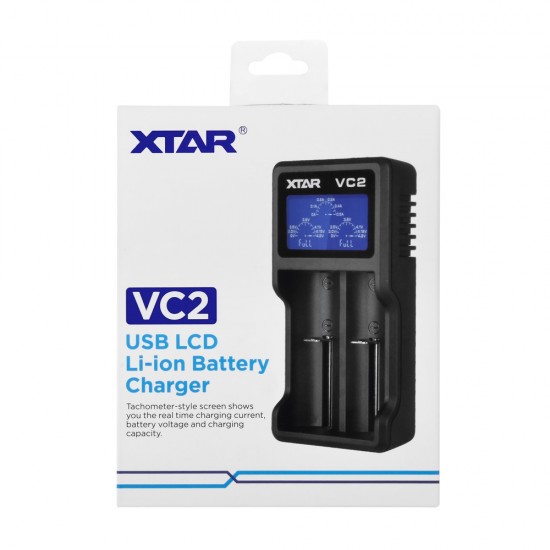 Xtar VC2 - Taşınabilir LCD Ekranlı Li-ion Pil Şarj Cihazı / 2li